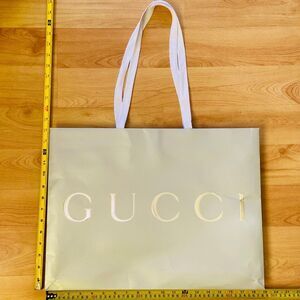 Gucci Silver Paper Shopping Bag - silver large, 18.75" x 14" x 6.75"